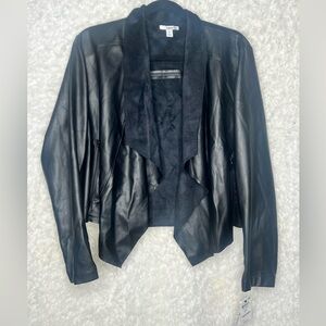 NWT BAR III Black faux leather crop jacket